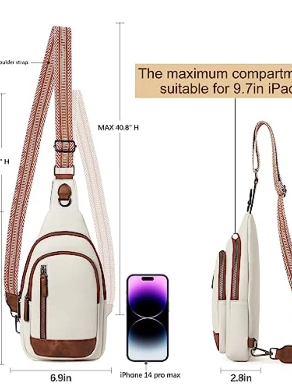 Vintage Faux Leather Crossbody Sling Bag Backpack for Women Men